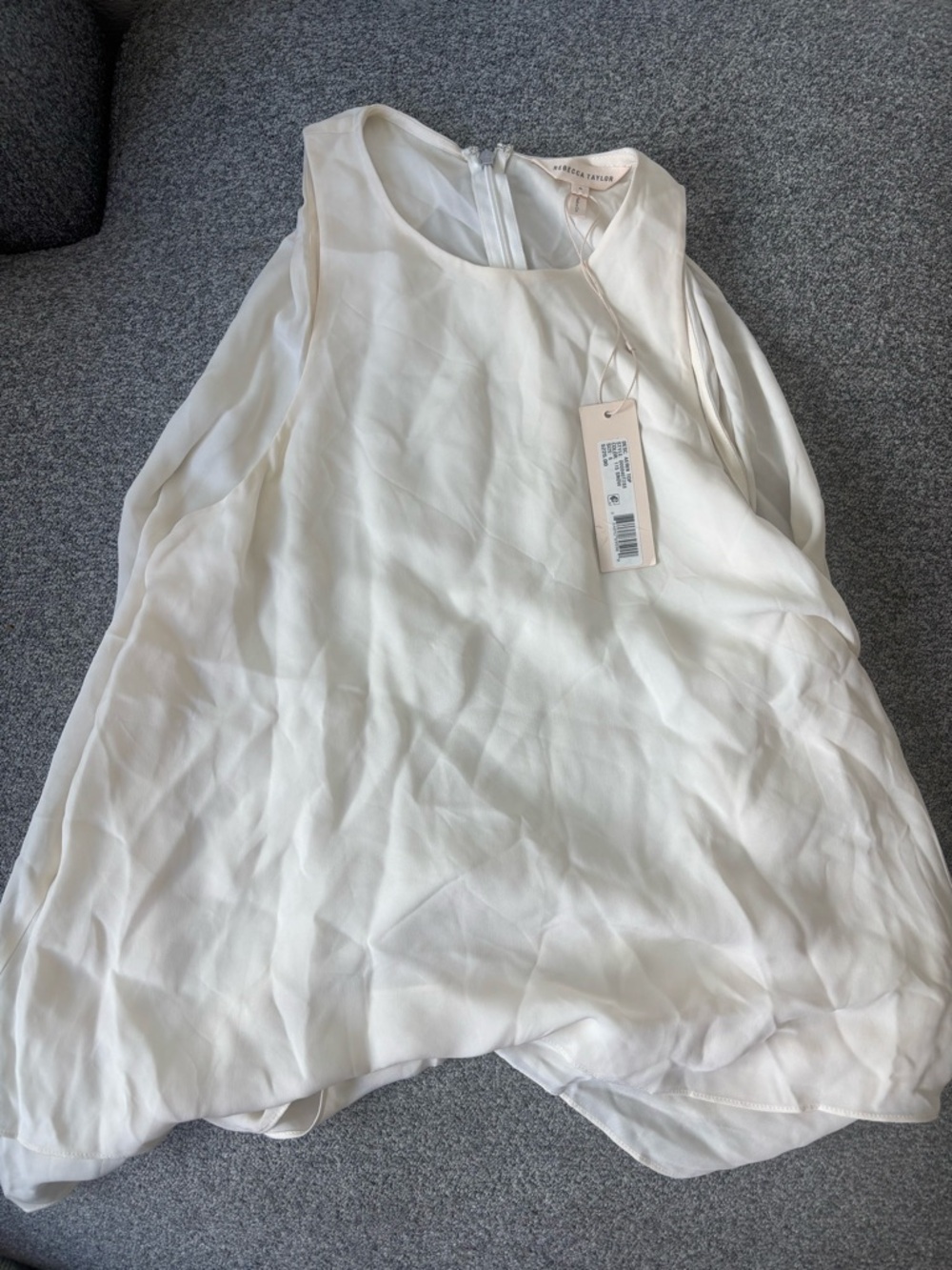 Rebecca Taylor Ivory Sleeveless Layered Silk Top